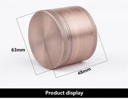 63mm Tütün CNC Öğütücü 4 Katmanlı Bronz Duman Dedektörü Taşlama Alüminyum Uzay Kutusu Çinko Alaşım CNC Diş Filtre Kuru Bitkisel Kırıcı