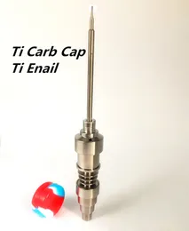 GR2 Domeless Titanio Chiodi Carb Cap Kit barattolo in silicone per 18mm 14mm Enail Dnail Riscaldatore Bobina Cera Fumare Bong Accessori per tubi dell'acqua