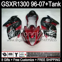 Glanz rot 8Gift Für SUZUKI Hayabusa GSXR1300 96 97 98 99 00 01 13MY88 GSXR 1300 GSX-R1300 GSX R1300 02 03 04 05 06 07 TOP rot schwarz Verkleidung