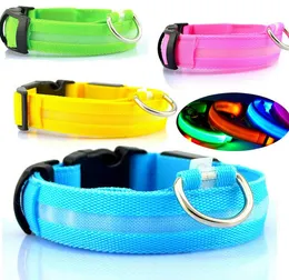 Gorąca sprzedaż! Regulowany Pet Cat Dog Glow Night Flashing Collar Safety Light Up Luminous LED Nylon Neck Strap 100szt do Darmowa Wysyłka