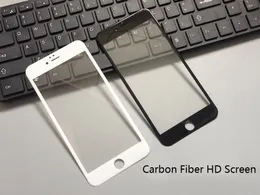 Billigaste glansiga kolfiber 3D-tempererat glasskärmsskydd för iPhone 8 7 6 6s Plus HD Clear Tempered Glass Free DHL