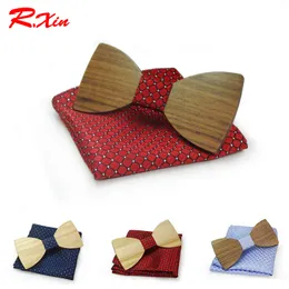 Wood Bowtie and Hankerchief sets 20 styles Handmade Vintage Traditional Bowknot For business finished product Bow tie 12*6cm For adults