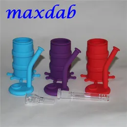 Venda quente nos EUA Silicone Dab Rigs Wax Concentrado Tubos De Água Bong para Fumar Oil / Shatter com Haste De Vidro e Bacia