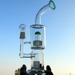 Toro-Recycler Solch eine komplizierte Doppel-Ölplattform, Glasbongs, große Wasserpfeife, Perc-Rauchpfeife, 18-mm-Verbindung, dicke Arme, 32 cm Höhe
