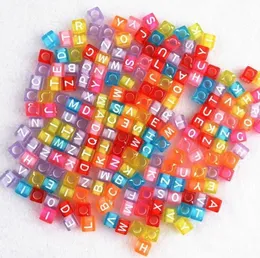 Free Ship 1000Pcs Mixed Alphabet Letter Acrylic Flat Cube Spacer Beads 7mm