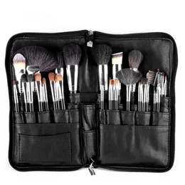 Professionell Makeup Animal Hair Wool Kosmetisk Borste Set 32st Cosmetic Brush och PU Waist Pack Makeup Borstväska Verktyg