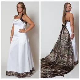 Camo Custom Made Wedding Dresses Halter Detachable Camouflage Train Bridal Gowns Plus Size Cheap Vestidos De Novia Uflage uflage