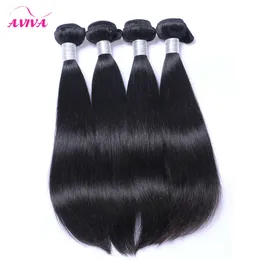 Cabello virgen de Malasia Cabello liso Tejidos Paquetes 3/4 piezas Lote Sin procesar Malasia Sedoso Recto Remy Extensiones de cabello humano Negro natural