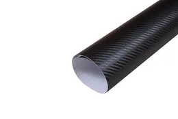 Premium 3D Black Carbon Fiber Vinyl Wrap Bilförpackningsfilm 0,18mm Tjocklek med luftavlopp Toppkvalitet Gratis Frakt 1.52x30m / Roll