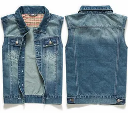 Wholesale- Summer 2015 New Men's Jeans Jacket Vest Denim Blue Coats Men Casual Sleeveless Waistcoat Mens Down Vests Tank Tops Stylish MT126