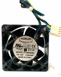 EverFlow F126025Bu 6cm 12V 6025 0.26A 60 * 60 * 25mm 3 Wire Double Ball Temperature Control Fan