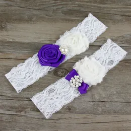 Para podwiązek ślubnych akcesoria ślubne dekoracje ślubne Dekoracje Ślubne Zestaw Koronki Kwiat Bridal Pearl Garter Za2845