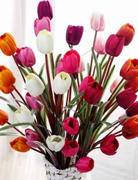Jedwabny Tulipan Wyświetlacz Kwiat Prawdziwy dotykowy Nie zanieczyszczający Tulipan Sztuczne Kwiaty Symulacja Ślub Lub Dom OfficeDecorative Flower St0101