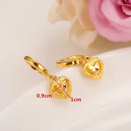 Heart Earring Women Birthday Gift Trendy 24k Yellow Solid Gold GF Engagement Wedding Bands Promise Earring