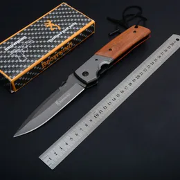 Duży rozmiar Browning DA52 tytanowy nóż taktyczny składany 3Cr13 drewniana rękojeść Outdoor Camping polowanie Survival kieszonkowe narzędzie EDC Collection