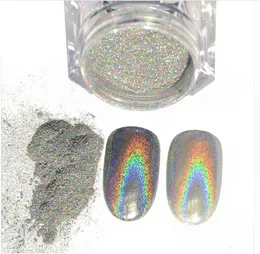 1g / box glänsande laserholografisk nagel glitter damm regnbåge krom pigment manikyr pigment nagel konst dekorationer