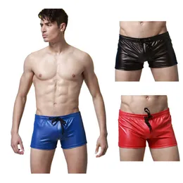 Latex Sexy Men Underwear Front Zipper Rubber Panties Wet Look Underpants  Fetish Male Panties Short Dark Blue Boxer Underwear,Dark Blue As It,XXL