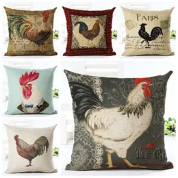 Vintage Heminredning Rooster Kuddeöverdrag European Paris Almofada Dekorativ Soffa Couch Kasta kudde Creative Cojines