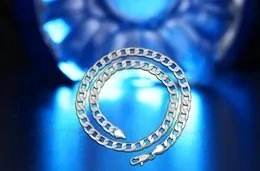 Free shipping 925 Sterling Silver plated pretty cute fashion 4MM chain men style necklace 16-30inches Sideways Necklace