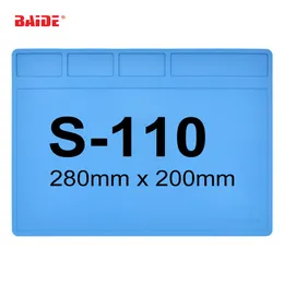 280mm x 200mm Heat Insulation Silicone Pad Repair Mat S-110 for Maintenance Platform BGA Soldering Station Phone Repair DIY Fix 50pcs/lot