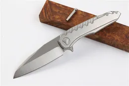 Högkvalitativ kullager flipper kniv d2 satin blad sten wahsed finish stålhandtag EDC pocket utomhus taktiska vikande knivar