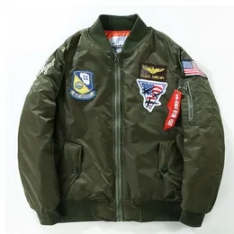 Mode Märke Jacka Fall-Flight Pilot Jacket Coat Bomber MA1 Män Bomber Jackor NASA Air Force Broderi Baseball Militärrockar M-4XL