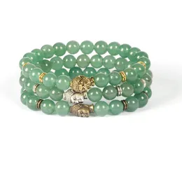 2015新しい到着メンズジュエリー卸売10個/ロット8mm天然Aventurine Stone Beadsアンティークブロンズ仏ヨガブレスレット