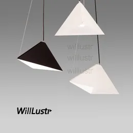 Willlustr triangular pyramid suspension lamp dinning room living room metal pendant light hotel hall restaurant hanging lighting