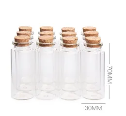 Wholesale 200pcs Diameter 30MM 30ML Clear Wishing Glass Bottle with Cork glass vials display Containers