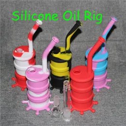 Unbreakable Water Percolator Bong Portable Hookah Silicone Barrel Rigs for Smoking Smoking Oil Concentrate Pipe Silicone Jar Waterpipe DHL
