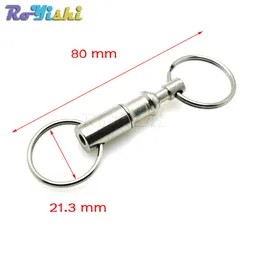 10pcs lot Removable Keyring Quick Release Keychain Dual Detachable Key Ring Snap Lock Holder Steel Chrome Plated Pull-Apart Key Ri333g