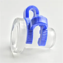 Mini adattatore in vetro da 10 mm femmina a 14 mm maschio da 14 mm femmina a 18 mm maschio con clip Keck in plastica Adattatore per bong in vetro per tubi dell'acqua blu