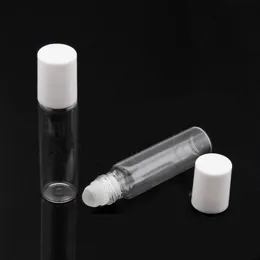 10ml Empty Refillable Glass Roll On Bottles with White Cap Perfect for Aromatherapy Perfumes Essential Oils Lip Gloss and More