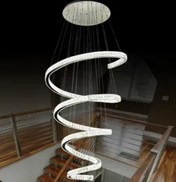 Бесплатная доставка спиральный дизайн современные светодиодные люстры Кристалл лампы Dia80*H220cm блеск отель лестница светильники LLFA