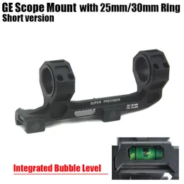 GE Hunting Rifle Scope Mount 25mm / 30mm Anelli di diametro AR15 M4 M16 con livella a bolla integrata Fit Weaver Picatinny Rail Versione corta Nero