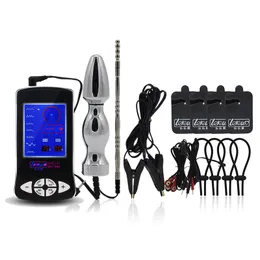 Penis Electro Shock Stimulation Erection Enhancer förlänga kukringar Elektrod Padsanal pluguretral SoundSelectric Clamps Tens3708591