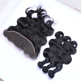 Se puede teñir Ombre Color Hair Brazilian Malaysian Peru Indian Virgin Human Remy Body Wave con 13 * 4 paquetes de extensiones de cabello frontal de encaje