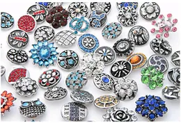 Fashion 18mm Snap Buttons With Rhinestone Crystal Metal Clasps DIY Noosa chunks Jewelry Accessories Mix Styles 50pcs