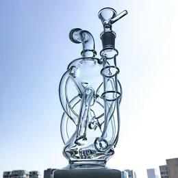 Großhandel Wasserpfeifen Klare Inline-Perc-Öl-Dab-Rigs Recycler-Wasserglas-Bongs 14-mm-Innengewinde mit Schüssel-Wasserpfeifen