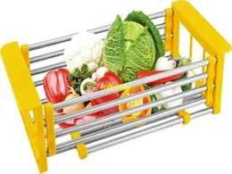 20 sztuk / partia Ze Stali Nierdzewnej Kosz Kosz Ramy Półka Teleskopowa Miska Danie Chopsticks Sink Friuit Drainboard Stand Rack