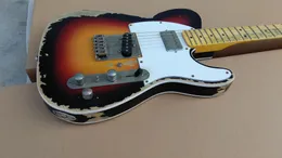 Custom Shop Masterbuilt Guitarra Andy Summers Heavy Relic 3 Tone Sunburst TL Guitarras Elétricas Ferragens Envelhecidas, Black Dot Inlay, Afinadores Vintage
