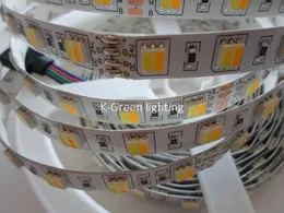Wholesale-5mX Promotion high quality 5050SMD LED strip color temperature adjustable double color CW + WW 60LED/m led strip free shipping