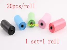 200sets / lot = 4000pcs 빠른 배송 20pcs / roll 순수 컬러 분해 애완 동물 강아지 폐기물 똥 가방 도기 가방