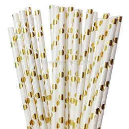 Wholesale-25pcs/lot Foil Gold/Silver Paper Straws For Birthday Party Decorations Kids & Wedding Decoration Party Supplies Creative Straws