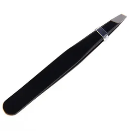 Wholesale- 2016 New Fashion 1 pcs Professional Stainless Steel Slant Tip Hair Removal Eyebrow Tweezer Makeup Tool Black Color For Unisex