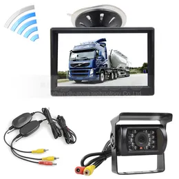 DIYKIT CCD À Prova D Água Sem Fio À Prova D Água Reversa Backup Truck Car Câmera IR Night Vision + 5 polegada LCD Display Rear View Car Monitor