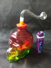 Bongglass de altura A-27 Klein Recycler Oil Rigs Water Pipe Shower Head Perc Bong Glass Pipes Hookahs--Skull head