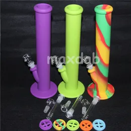 hookahs Bong Herbal Dab Oil Rig Water Pipes Glass Bongs Colorful 10 Colors silicone bubbler rigs