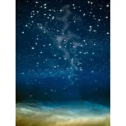 Blue Night Vinyl Photography Backdrops with Glitter Stars Thick Clouds Kids Children Backgrounds for Photo Studio Baby Photobooth Props