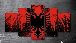 5 bit av Canvasalbanian Flag Art Decoration målning konstmålning300q